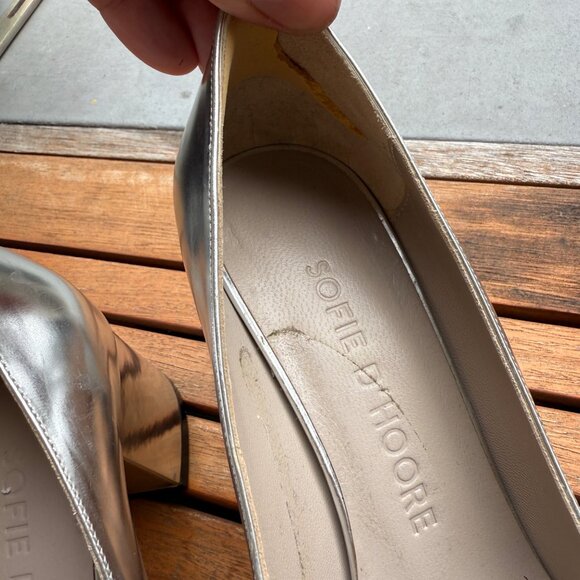 Sofie DHoore Womens Silver Block Heel Pumps Size 36/5.5 US - Picture 6 of 12